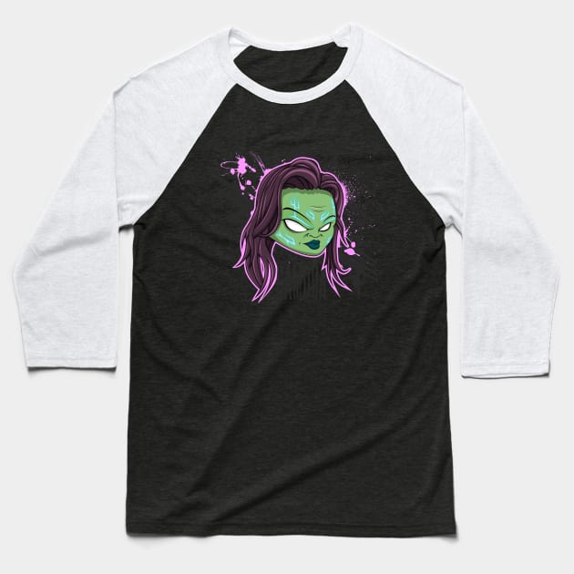 Gamora Baseball T-Shirt by playfulgorilla